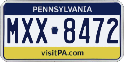 PA license plate MXX8472