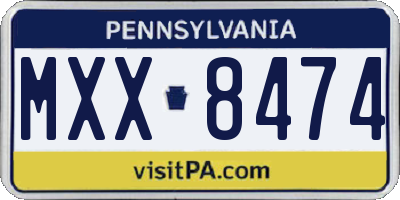 PA license plate MXX8474