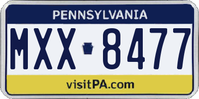 PA license plate MXX8477