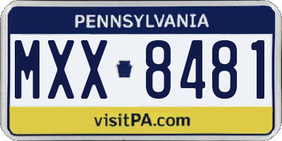 PA license plate MXX8481