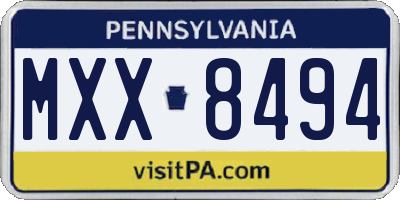 PA license plate MXX8494