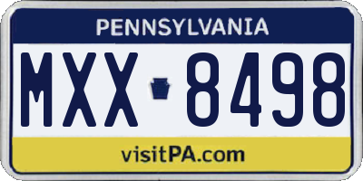 PA license plate MXX8498