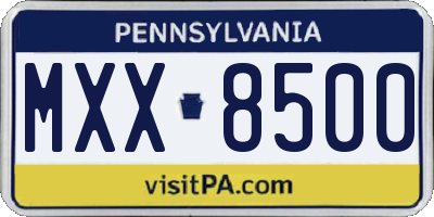 PA license plate MXX8500