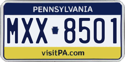 PA license plate MXX8501