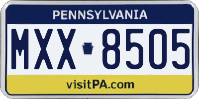 PA license plate MXX8505