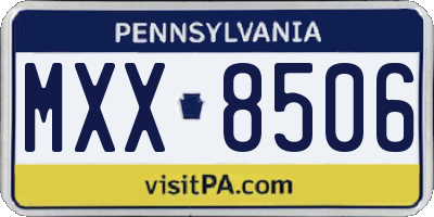 PA license plate MXX8506
