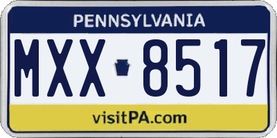 PA license plate MXX8517