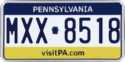 PA license plate MXX8518