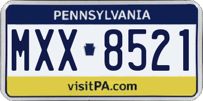 PA license plate MXX8521