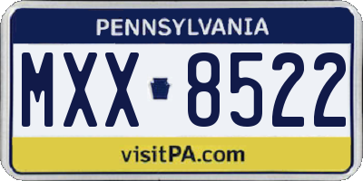 PA license plate MXX8522