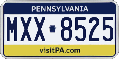 PA license plate MXX8525
