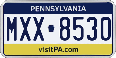 PA license plate MXX8530
