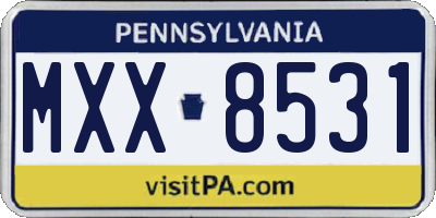 PA license plate MXX8531