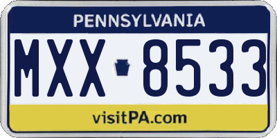 PA license plate MXX8533