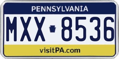 PA license plate MXX8536