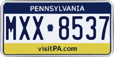 PA license plate MXX8537