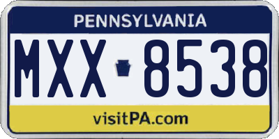 PA license plate MXX8538
