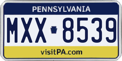 PA license plate MXX8539
