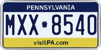 PA license plate MXX8540