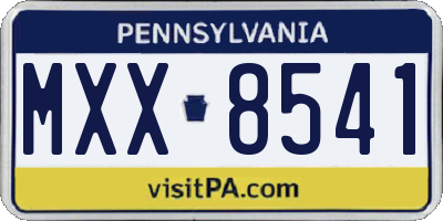 PA license plate MXX8541