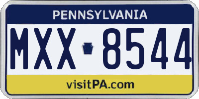 PA license plate MXX8544
