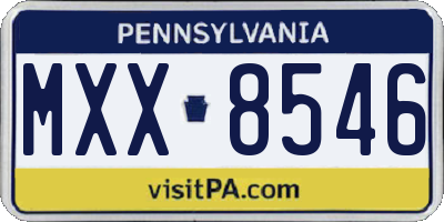 PA license plate MXX8546