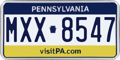 PA license plate MXX8547