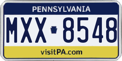PA license plate MXX8548