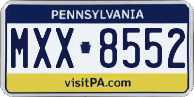 PA license plate MXX8552