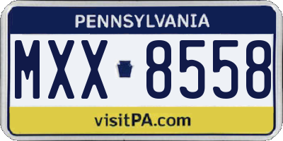 PA license plate MXX8558