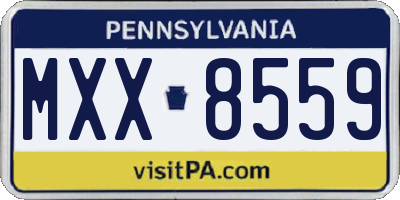 PA license plate MXX8559