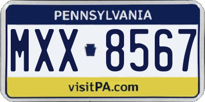 PA license plate MXX8567