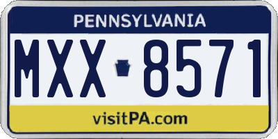 PA license plate MXX8571