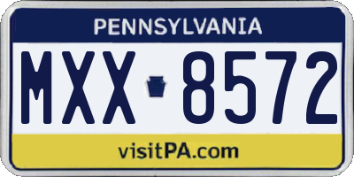 PA license plate MXX8572