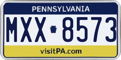 PA license plate MXX8573