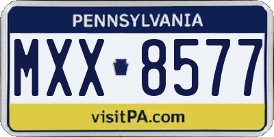 PA license plate MXX8577
