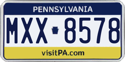 PA license plate MXX8578