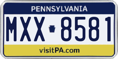 PA license plate MXX8581