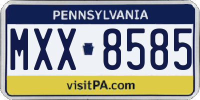 PA license plate MXX8585
