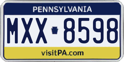 PA license plate MXX8598