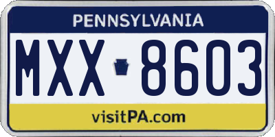PA license plate MXX8603