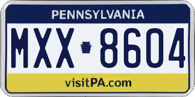 PA license plate MXX8604