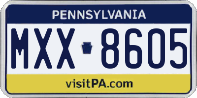 PA license plate MXX8605