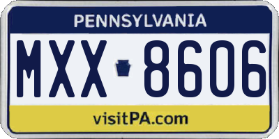 PA license plate MXX8606