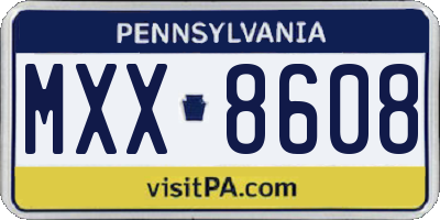PA license plate MXX8608