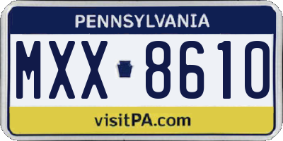 PA license plate MXX8610