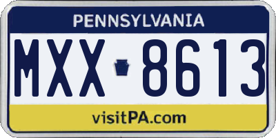 PA license plate MXX8613