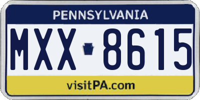 PA license plate MXX8615