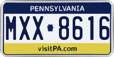 PA license plate MXX8616