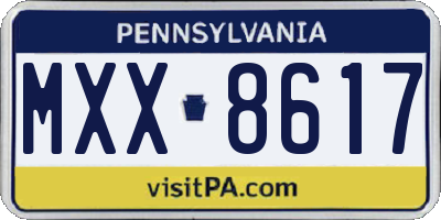 PA license plate MXX8617